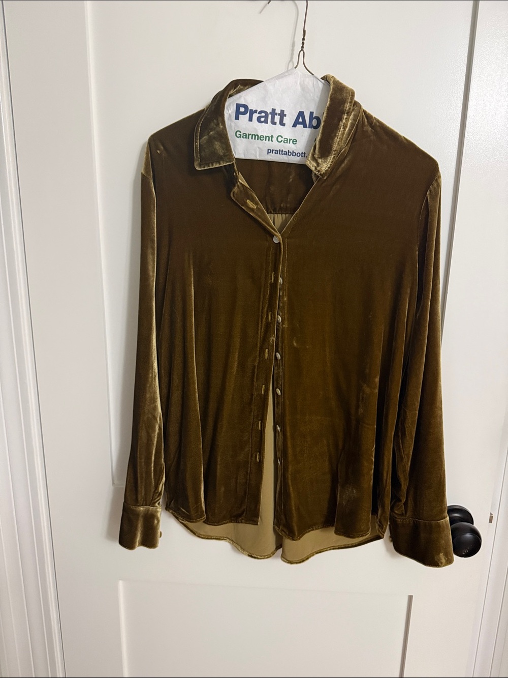 Faherty Olive Green Velvet Button-Down Shirt